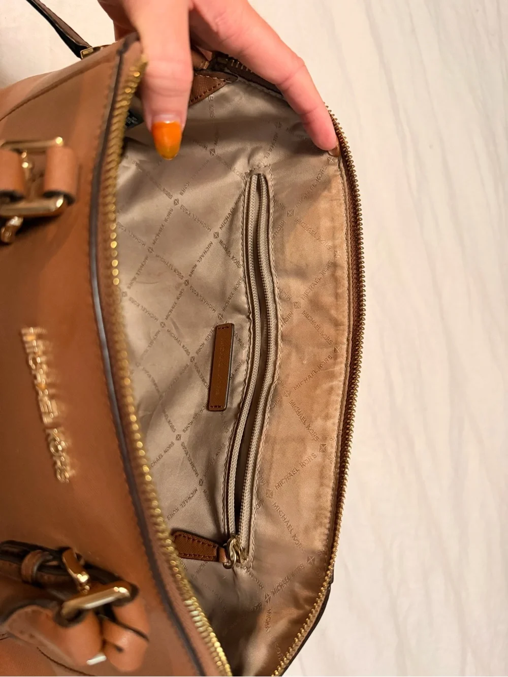 Michael Kors Cognac Leather Larch Shoulder Satchel